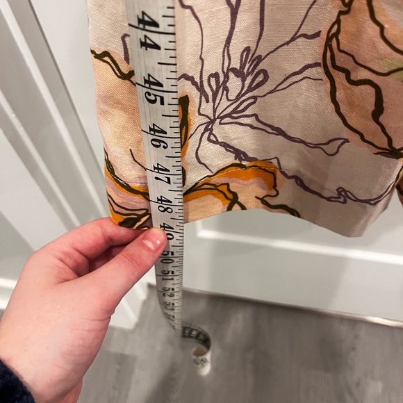 Amalie Linen Blend Peach Floral Print Midi Dress Size 6 Vacation Resortwear - Picture 12 of 17